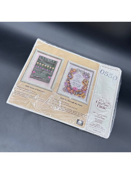 The Creative Circle Other - Vintage Floral Embroidery Kit 1986 Creative Circle Seeds Of Kindness Flowers